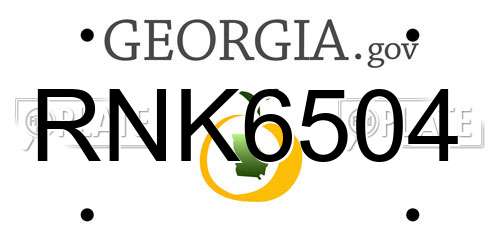 RNK6504 Georgia License Plate