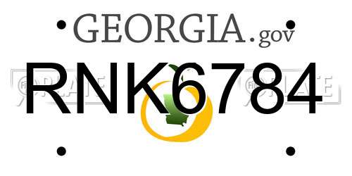 RNK6784 Georgia License Plate