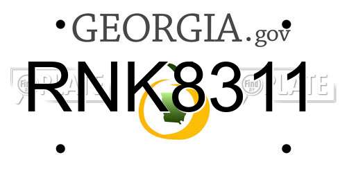 RNK8311 Georgia License Plate
