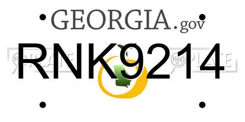 RNK9214 Georgia License Plate