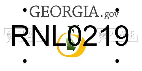 RNL0219 Georgia License Plate