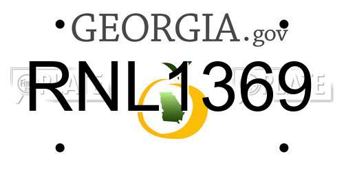 RNL1369 Georgia License Plate