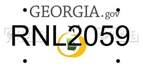RNL2059 Georgia License Plate