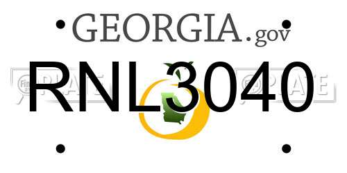 RNL3040 Georgia License Plate