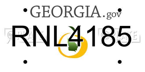 RNL4185 Georgia License Plate