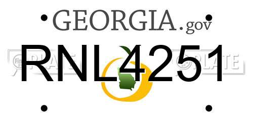 RNL4251 Georgia License Plate