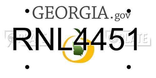 RNL4451 Georgia License Plate