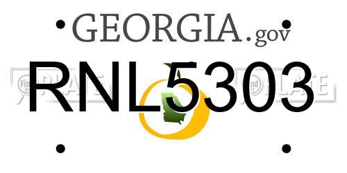 RNL5303 Georgia License Plate