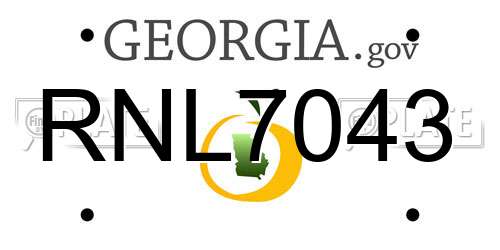 RNL7043 Georgia License Plate