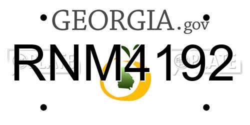 RNM4192 Georgia License Plate