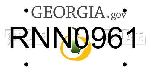 RNN0961 Georgia License Plate
