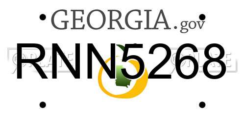 RNN5268 Georgia License Plate