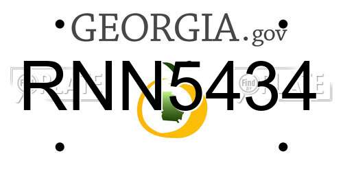 RNN5434 Georgia License Plate