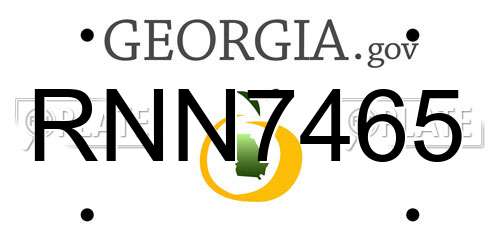 RNN7465 Georgia License Plate