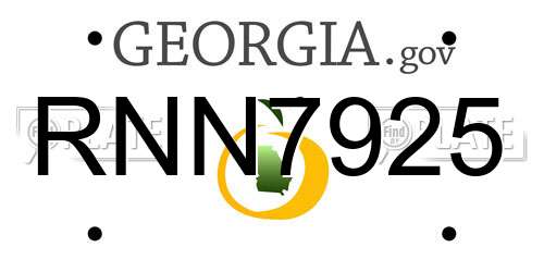 RNN7925 Georgia License Plate
