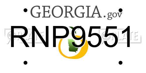 RNP9551 Georgia License Plate