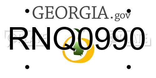 RNQ0990 Georgia License Plate