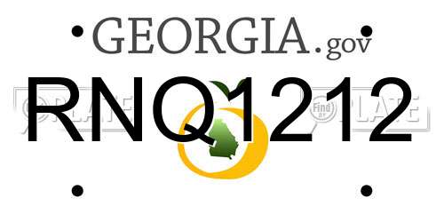 RNQ1212 Georgia License Plate