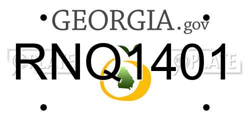 RNQ1401 Georgia License Plate