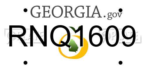 RNQ1609 Georgia License Plate
