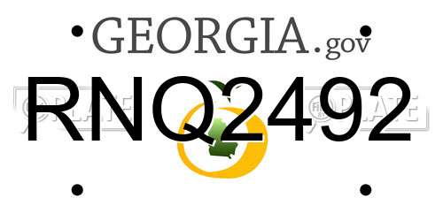 RNQ2492 Georgia License Plate