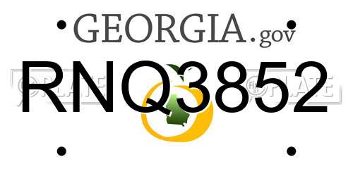 RNQ3852 Georgia License Plate