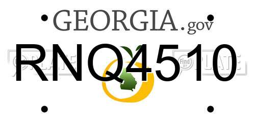 RNQ4510 Georgia License Plate
