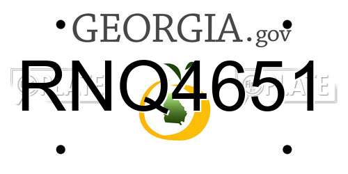 RNQ4651 Georgia License Plate