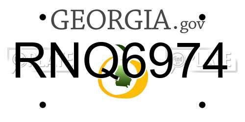 RNQ6974 Georgia License Plate