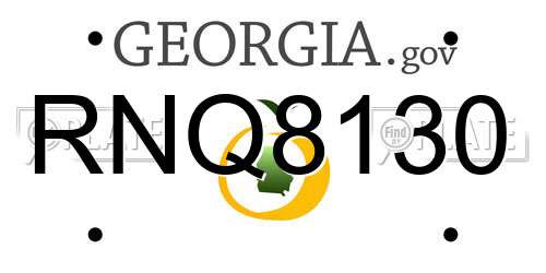 RNQ8130 Georgia License Plate