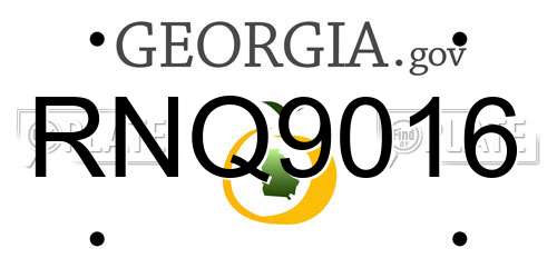 RNQ9016 Georgia License Plate