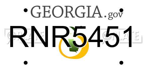 RNR5451 Georgia License Plate