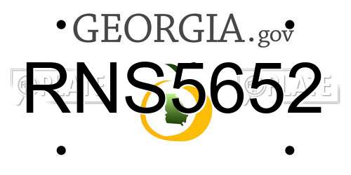 RNS5652 Georgia License Plate