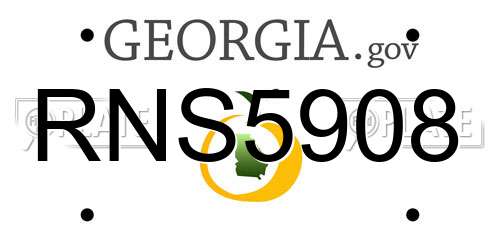RNS5908 Georgia License Plate