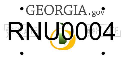 RNU0004 Georgia License Plate