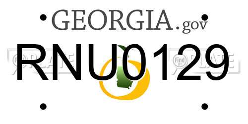 RNU0129 Georgia License Plate