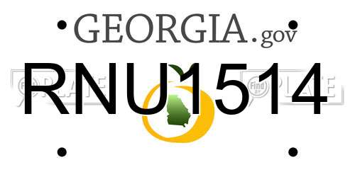 RNU1514 Georgia License Plate