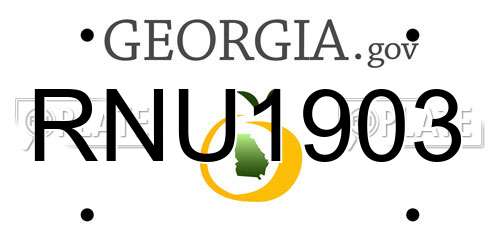 RNU1903 Georgia License Plate
