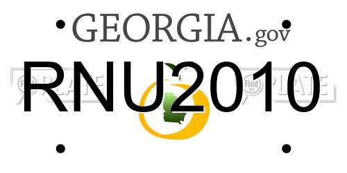 RNU2010 Georgia License Plate
