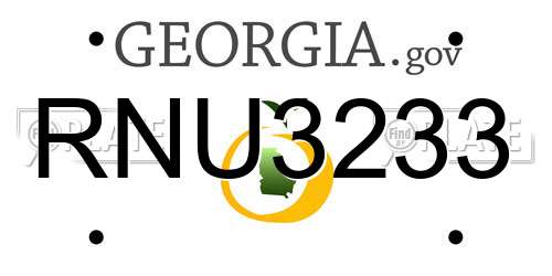 RNU3233 Georgia License Plate