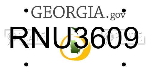 RNU3609 Georgia License Plate