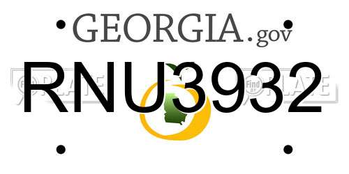 RNU3932 Georgia License Plate