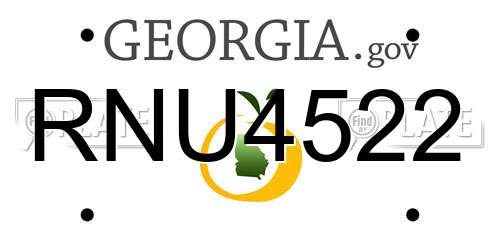 RNU4522 Georgia License Plate