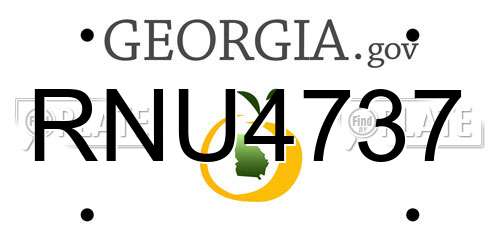 RNU4737 Georgia License Plate