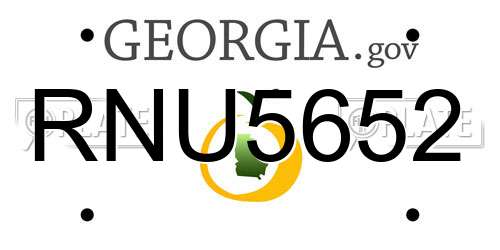 RNU5652 Georgia License Plate