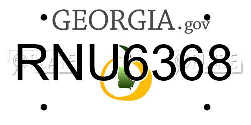 RNU6368 Georgia License Plate
