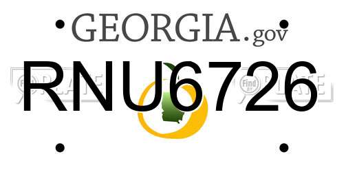 RNU6726 Georgia License Plate