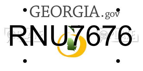 RNU7676 Georgia License Plate