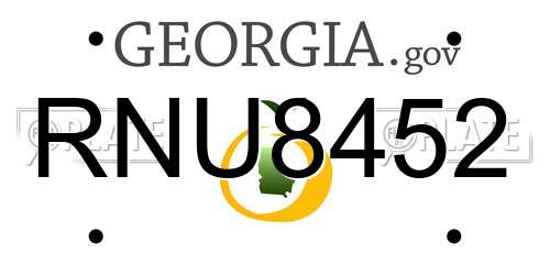 RNU8452 Georgia License Plate