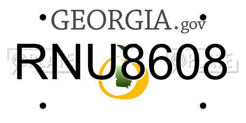 RNU8608 Georgia License Plate